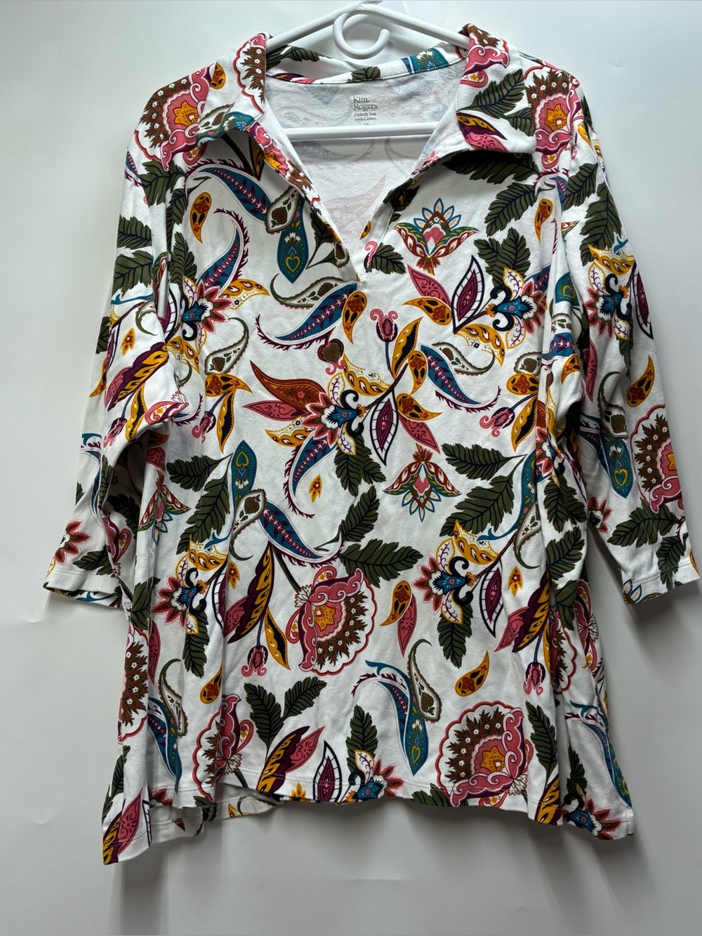 Kim Rogers Plus Size 3X Floral Colorful Perfectly Soft Cotton Shirt Top Blouse